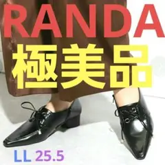 RANDA サークルヒールレースアップシューズ ブラック　LL　25.5cm