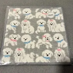 フェイラー　モフモフワンチャン　タオルハンカチ　シルバーグレー×ライトグレー