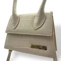 ジャックムス ハンドバッグ 2way レザー アイボリー 金具ロゴ クロコ型押し