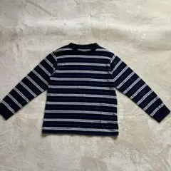 【状態良好】ユニクロ 長袖Tシャツ 140 紺色系 ボーダー キッズ 子ども服