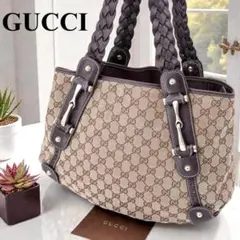 【美品】グッチ/トートバッグ/GGキャンバスレザー/ホースビッド/162900