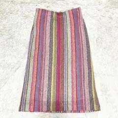 ミッソーニ MISSONI マルチストライプ タイトスカート 膝丈 イタリア製のサムネイル
