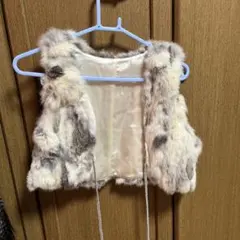 ファー ノースリーブ、ラビットベスト グレー系