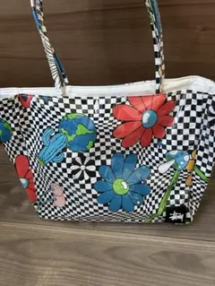 Stussy トートバッグ チェッカーフラッグ 花柄のサムネイル