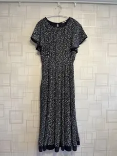 【美品】GLACIERネイビー フラワープリント カットソーワンピース