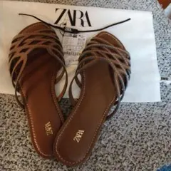 ★ZARA フラットサンダル ブラウン　37のサムネイル