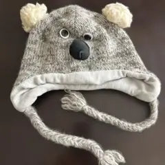 コアラの顔デザイン ニット帽 グレー