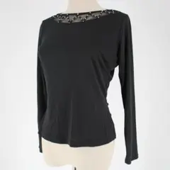 【美品 日本製 社交ダンス衣装】ブラック CHACOTT トップス ブラウス