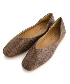 スクエアトゥ Vカット サマーバブーシュ 茶 S（22.5～23）