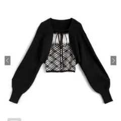 GRL アーガイル柄ファーキャミソール×ボレロニットアンサンブル[an1840]
