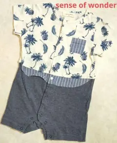 SENSE OF WONDER　半袖ロンパース 　綿100%　ストライプ　新生児