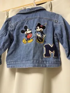 プティマイン　ミッキー ミニー 刺繍 デニムジャケット　S