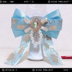 キンブレリボン ペンライトリボン 薔薇パール ライトブルー ★ハンドメイド
