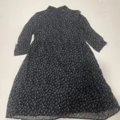 UNIQLO 花柄 丸襟 ワンピース ブラック L ユニクロ　透け感