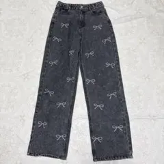 by LOVEiT リボン柄 デニムパンツ ブラックのサムネイル
