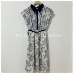NATURAL COUTURE クラシカル花柄 配色カラーワンピース