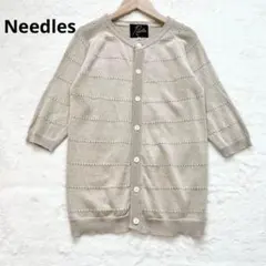 Needles ニードルズ 5分袖 透かし編みカーディガン 綿100%のサムネイル