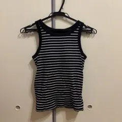 ユニクロ カップ付きタンクトップ ボーダーブラック