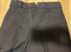 ユニクロ　タックワイドパンツ（紺ストライプ、丈長め、S）