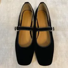 BAY FLOW ストラップ付き スクエアトゥ バレエシューズ　L