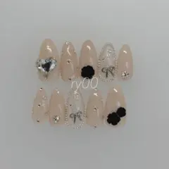 【現品】ネイルチップ　ちゅるん　ワンホン　ガーリー　量産型