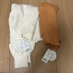 オフホワイト・オレンジニット 2点セット　新品タグつき