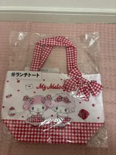 My Melody ランチトート バッグ レッド チェック