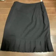 René 黒 フリル付きひざ丈スカート 36のサムネイル