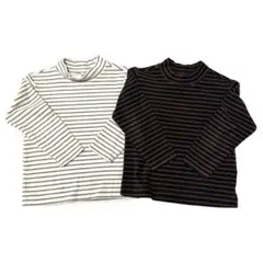 ユニクロ キッズ リブフリース ボーダートップス 2枚セット 110