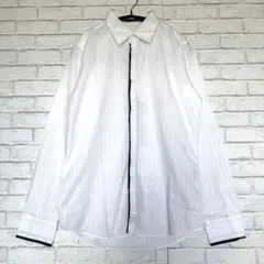 MKミッシェルクラン ホワイトストライプ長袖シャツ48サイズ コットン100%