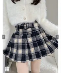 スカート GRL ベルト付きチェック柄プリーツ gn537