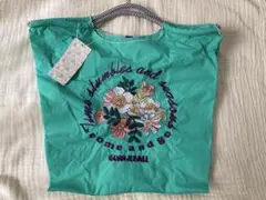 刺繍エコバッグ Mサイズ　グリーン　新品未使用