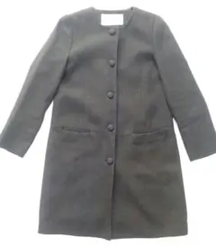 BEAMS LIGHTS ブラック ノーカラーツイード ロングコート 38