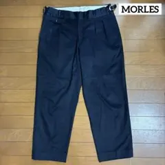 MORLES モアレス ツータックチノパン BEAMS監修 ネイビー無地 L