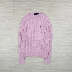 未使用級＊ポロラルフローレン　24年製　ケーブルニット　ピンク　L　コットン