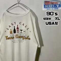 90s Hanes ヘインズ Tシャツ ウイスキー ワイン ビール USA XLのサムネイル