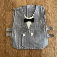 タキシード風グレーのストライプベスト　petit main