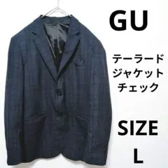 GU グレンチェック ジャケット スーツ テーラードジャケット ネイビー Lのサムネイル