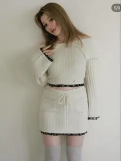 andmary Sheer loose knit topsピンク ANDMARY】Sheer loose knit tops