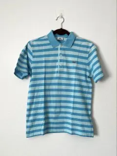 【LACOSTE】メンズ　ポロシャツ　水色　ボーダー　3サイズ　127