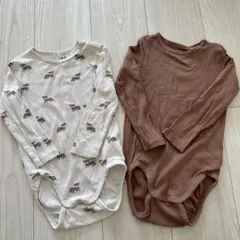 H&M 長袖ボディスーツ 2枚セット 90