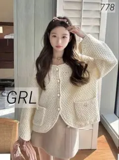 778 美品 GRL グレイル ゴールドボタンニットカーディガン