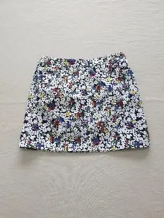 【ラルフローレン】RLX ポロ・ラルフローレン】花柄リネンスカート|上質 / LAUREN RALPH POLO 白×黒 M スカート フラワー花柄 モノトーン ゴルフ レディースウェア