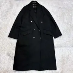 美品✨ZARA￼×MANTECO ダブル チェスターコート ロング丈 黒 L位 2025年最新】zara manteco コートの人気アイテム - メルカリ