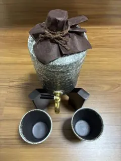 焼酎サーバー 陶器製 蛇口付き 木台付き
