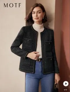 ツイードジャケット　ブラック