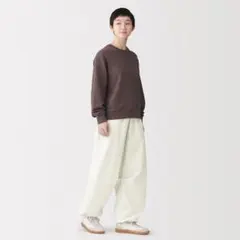 撥水ユーティリティイージーワイドパンツ オフ白 L 無印良品