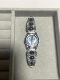 インディアンジュエリー　時計　オニキス　稼働中