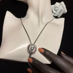 週末値下　ヴィンテージ　　シルプル本真珠グレー　ループタイ