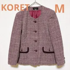 【KORET】コレット ウール混 ジャケット エンジ系 Mサイズ相当